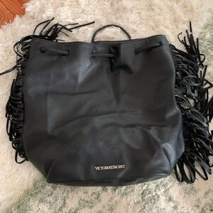 Victoria's Secret Black Fringe Shoulder backpack